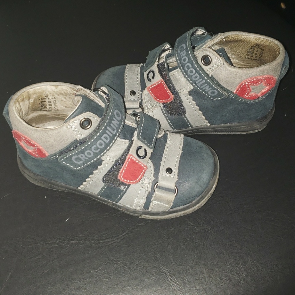Toddler Boys Leather Crocodilino Shoes, Size 6